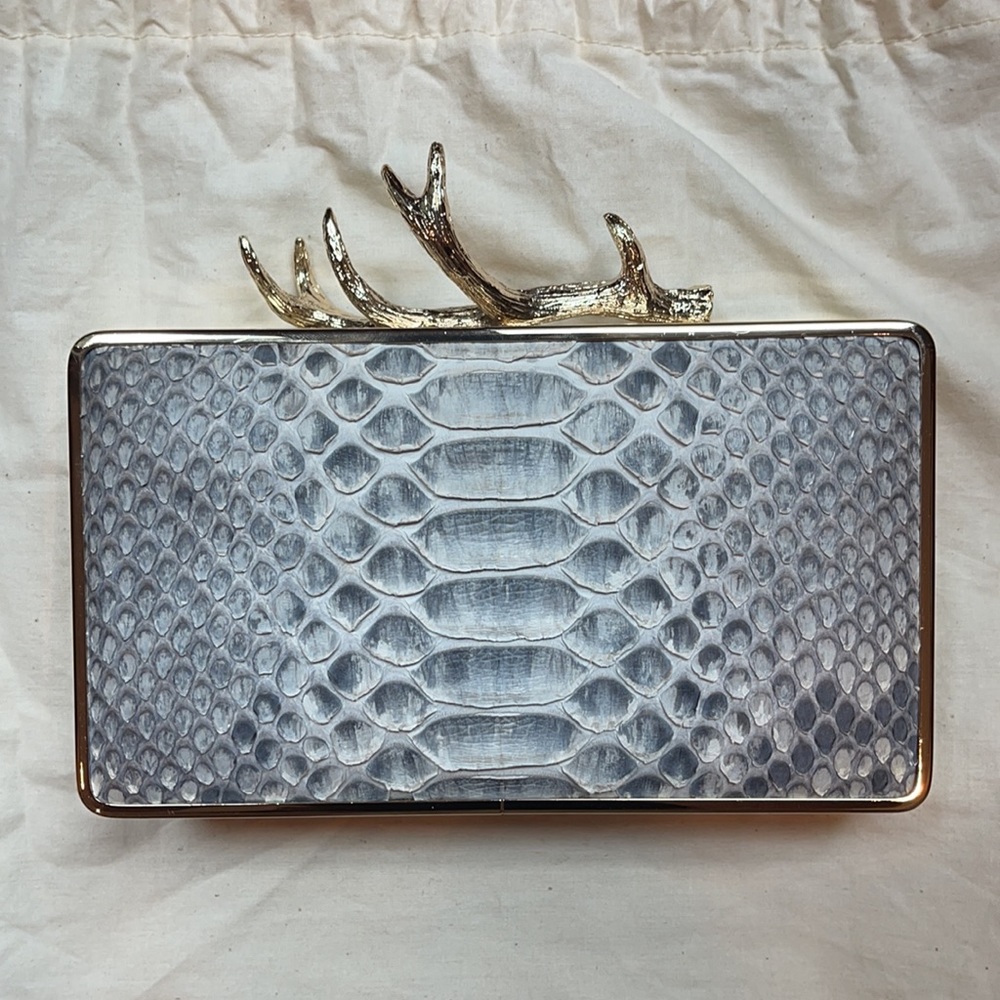 TAXIDERMY Antler Box Clutch: Natural Python